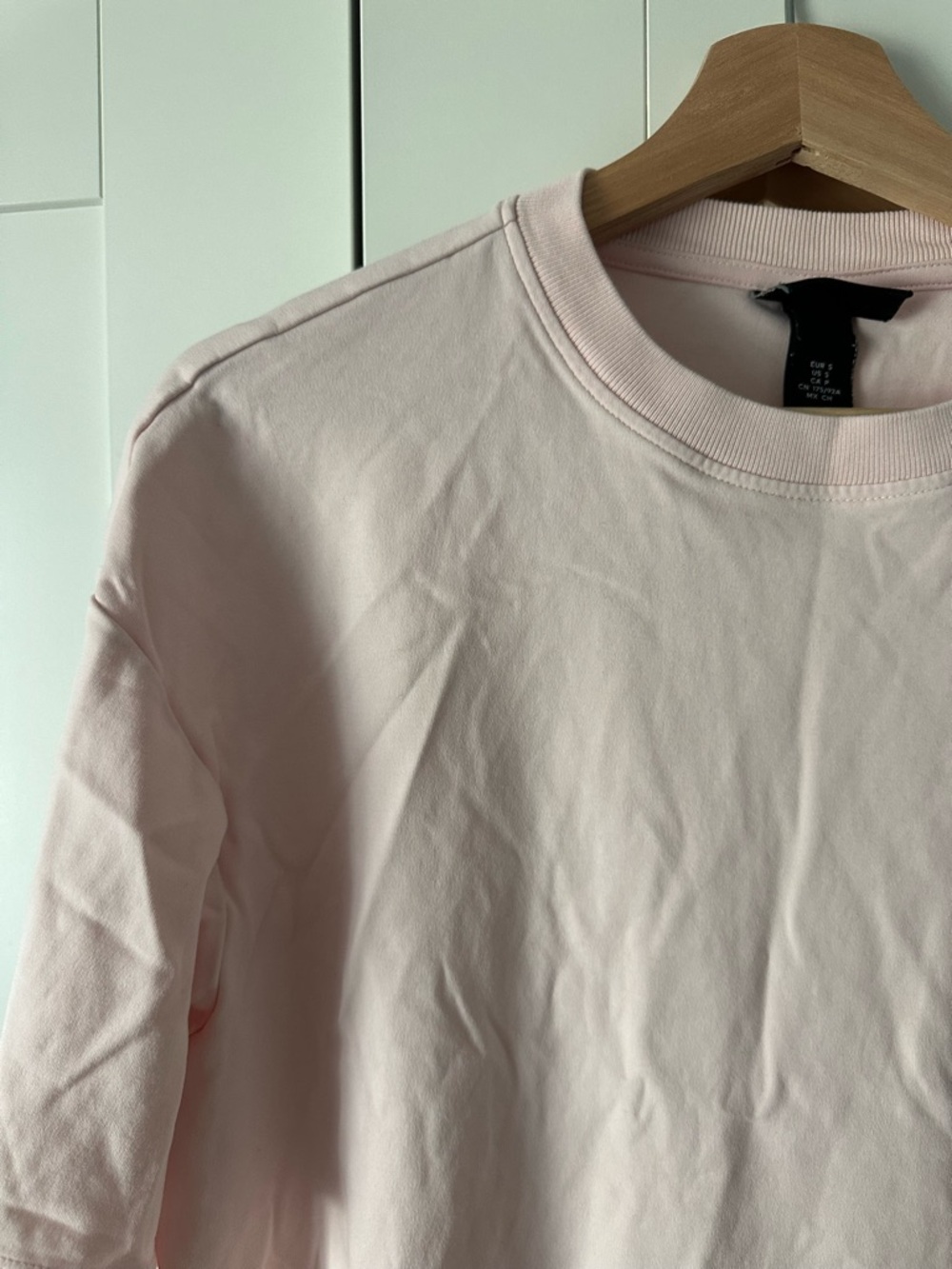 H&M Men’s Pale Pink Loose Fit Boxy Fit Crewneck Tee Small - Picture 5 of 7